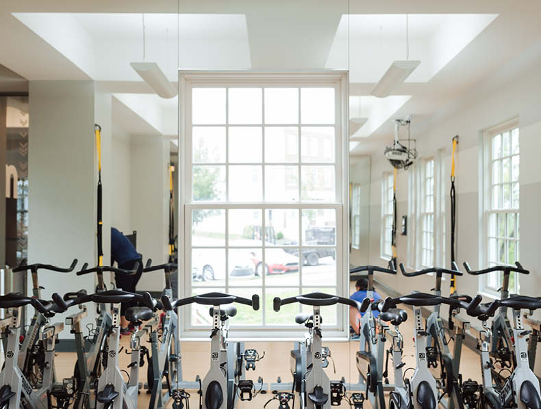 stationary bikes in the gym