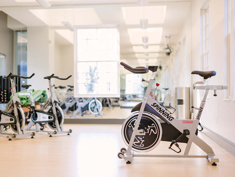 gym with stationary bikes